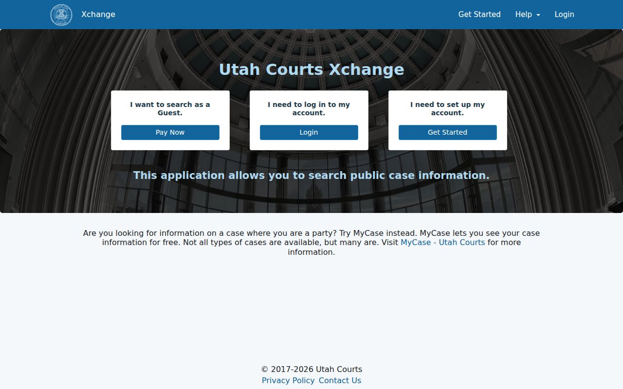 Morgan County case search Xchange guest and login screen