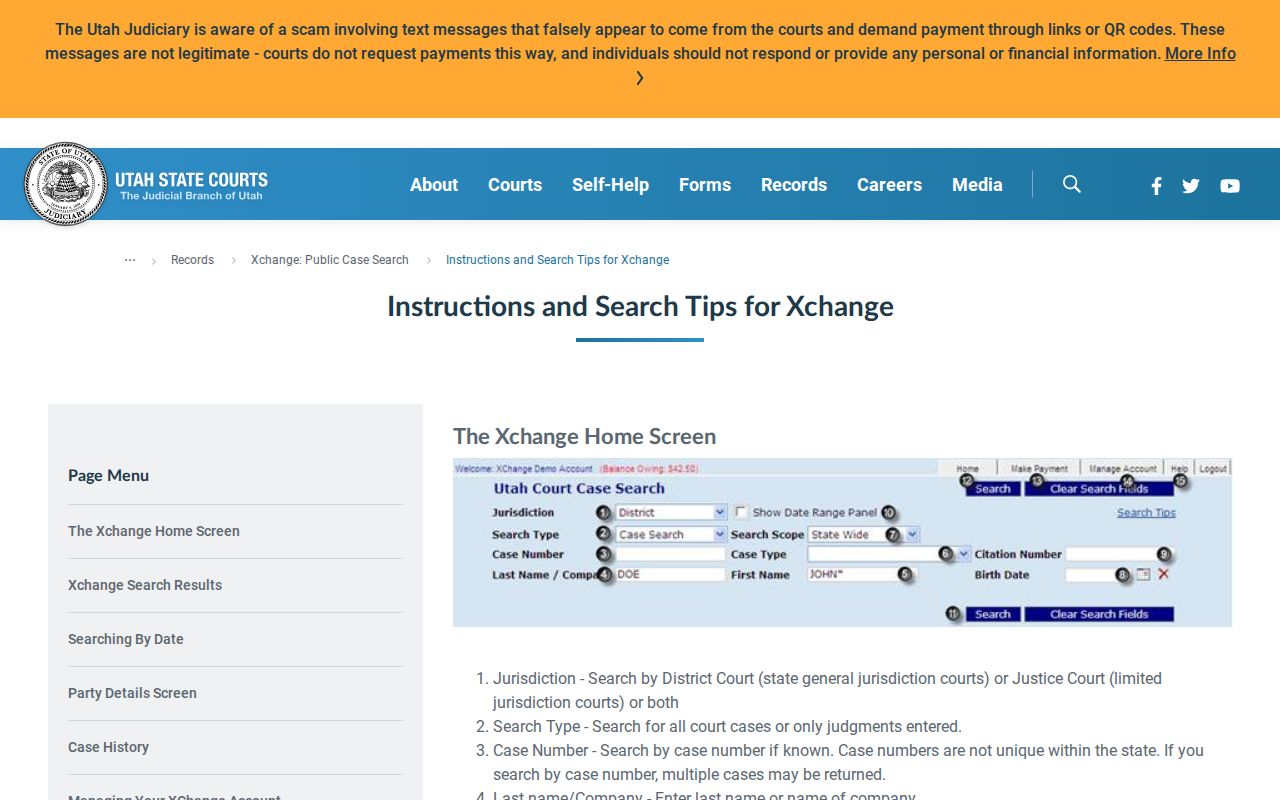 Morgan County case search Xchange field instructions