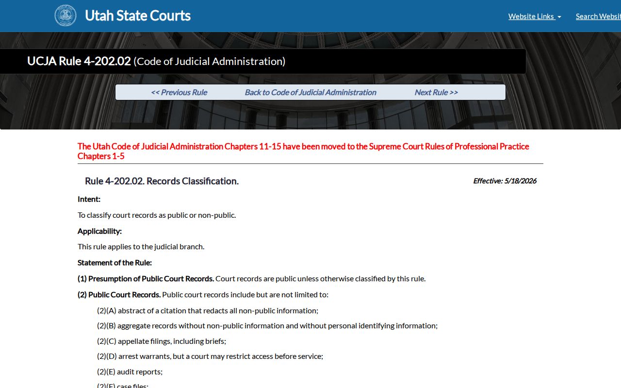 Morgan County court records public presumption and classification rules
